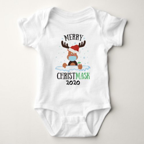 Fun merry Christmask reindeer face mask sanitizer Baby Bodysuit