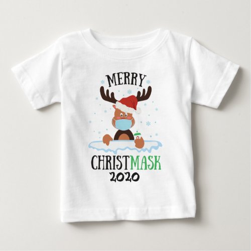 Fun merry Christmask reindeer face mask sanitizer Baby T_Shirt