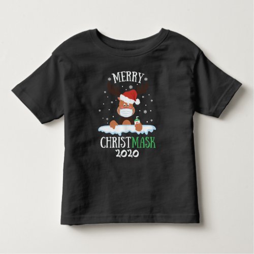 Fun merry Christmask reindeer face mask sanitizer Toddler T_shirt