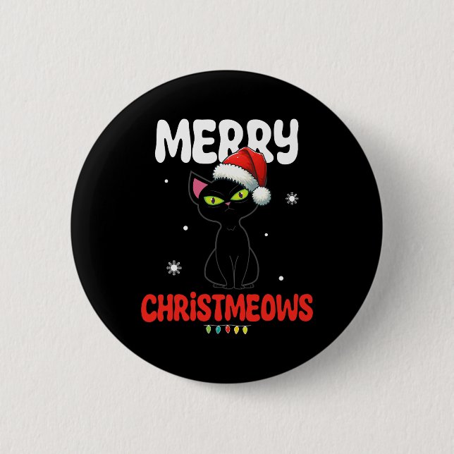 Fun Merry Christmeows Jolly Cat Christmas Kids  Button (Front)