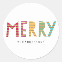 Fun Merry Custom Holiday Sticker or Labels