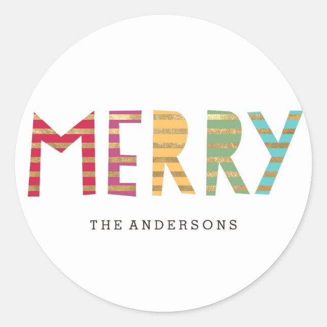 Fun Merry Custom Holiday Sticker or Labels (Front)