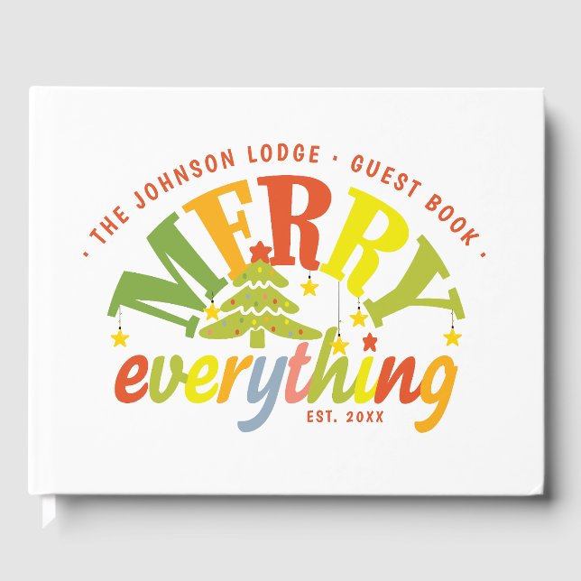 Fun Merry Everything Family Rental House Christmas Guest Book (Front)