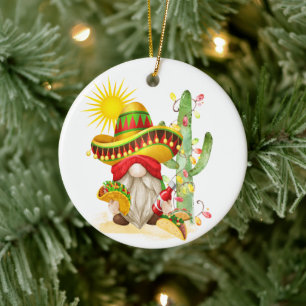 Fun Mexican Christmas Gnome Ornament