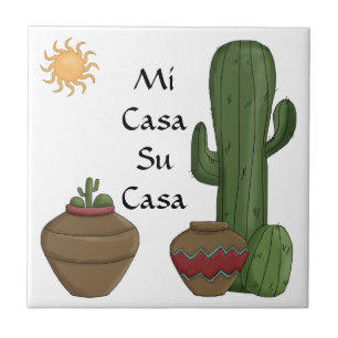 Fun Mi Casa Su Casa Welcome Spanish Greeting Ceramic Tile