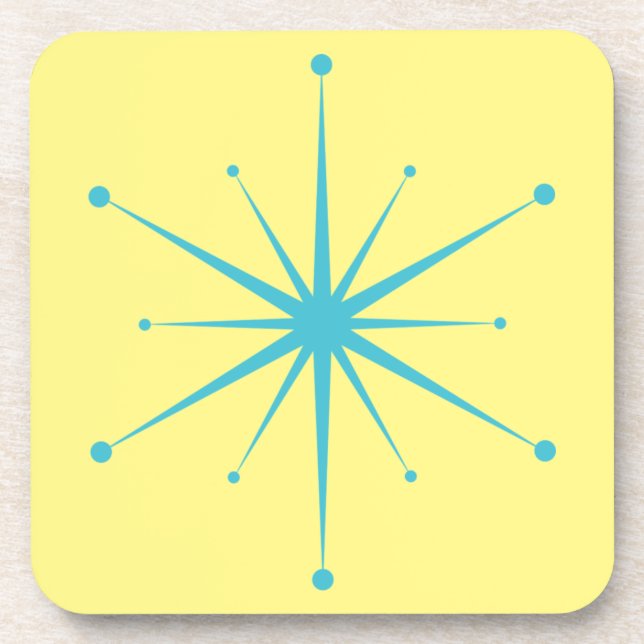 Fun Midcentury Modern Retro Starburst Beverage Coaster (Front)