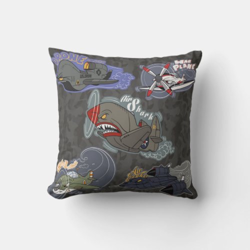 Fun Military Planes Throw Pillow