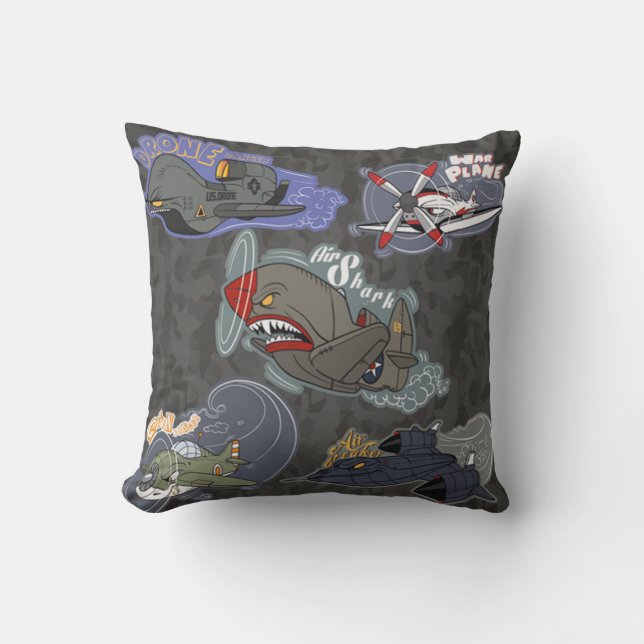 Fun Military Planes Throw Pillow (Front)