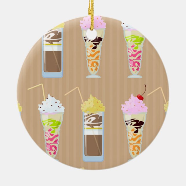 Fun Milk Shake Design Ceramic Ornament (Back)