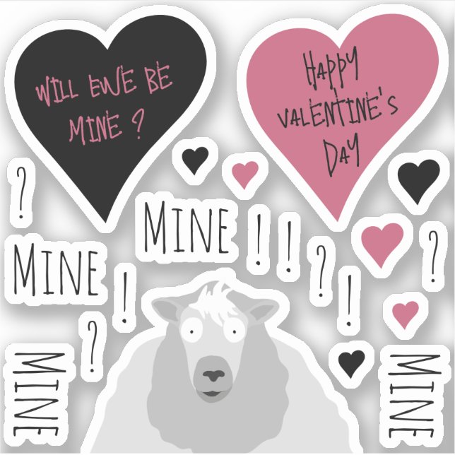 Fun Mine Mine Mine Mine Sheep Theme  Sticker (Front)