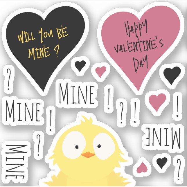 Fun Mine Mine Mine Mine Valentines Chicken Theme  Sticker (Front)