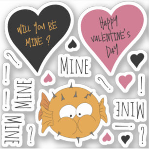 Fun Mine Mine Mine Mine Valentines Puffer Theme  Sticker