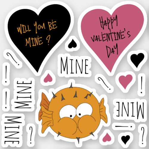 Fun Mine Mine Mine Mine Valentines Puffer Theme  Sticker