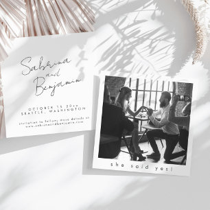 Fun Minimalist Black and White She Said Yes Photo Save The Date