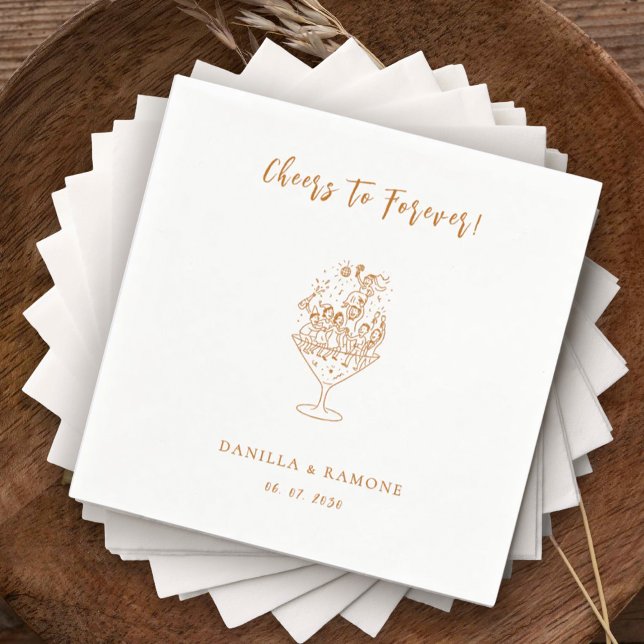 Fun Minimalist Cheers to Forever Script Wedding Napkins (Creator Uploaded)