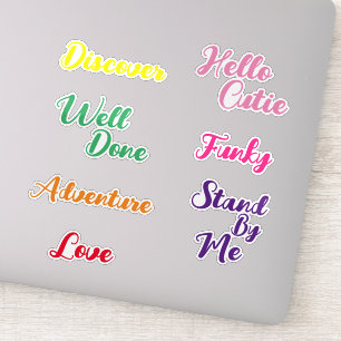 Fun Minimalist Cute Typography Custom-Cut Vinyl Sticker