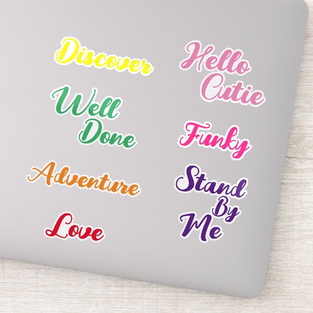 Fun Minimalist Cute Typography Custom-Cut Vinyl Sticker (Detail)