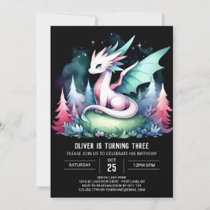 Fun Minimalist Dragon Birthday  Invitation