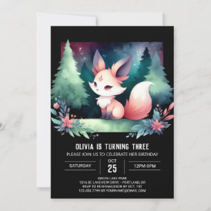 Fun Minimalist Fox Birthday digital Invitation