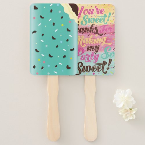 Fun Mint Ice Cream Popsicle Treat Birthday Party Hand Fan