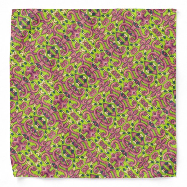 FUN MIRROR IMAGE PINK FLAMINGO BANDANA Square (Front)