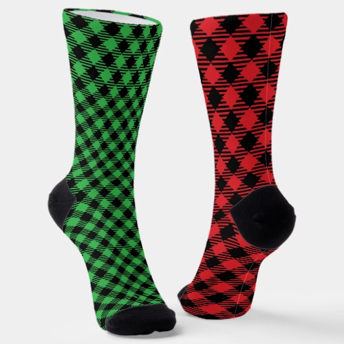 Fun Mismatch Odd Christmas Plaid Socks