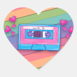 Fun Mixtape Rainbow Background Retro Music Love Heart Sticker