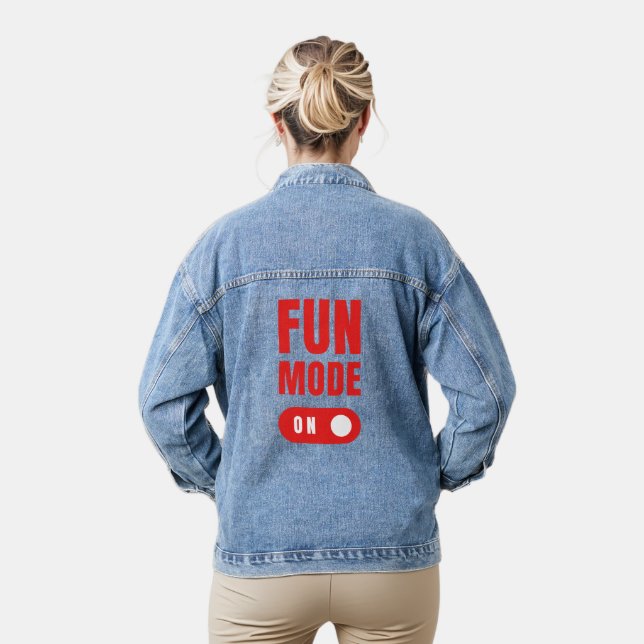 fun mode on denim jacket (Model)