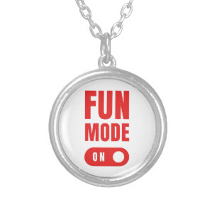 fun mode on silver plated necklace