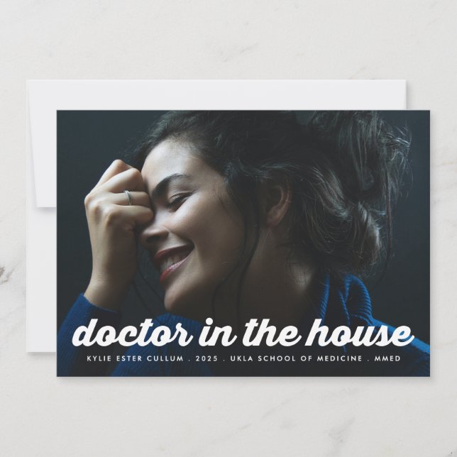 FUN MODER RETRO MEDICAL DOCTOR 2 Photo GRAD PARTY Announcement (Front)