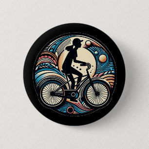 Fun Modern Abstract Bike Logo for Women Button