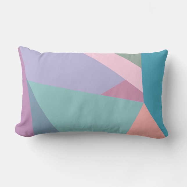 Fun Modern Abstract Colorful Geometric Pastel Art Lumbar Pillow (Front)