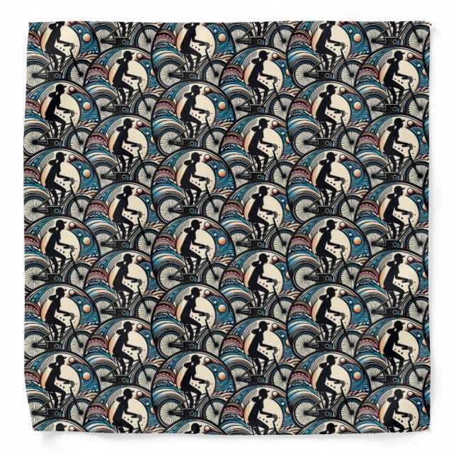 Fun Modern Abstract Design Bike Logo  Bandana (Front)