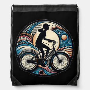 Fun Modern Abstract Design Bike Logo  Drawstring Bag