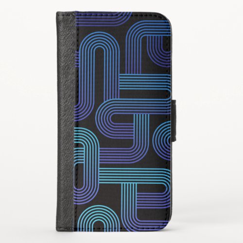 Fun Modern Abstract Purple Blue Maze Pattern iPhone X Wallet Case