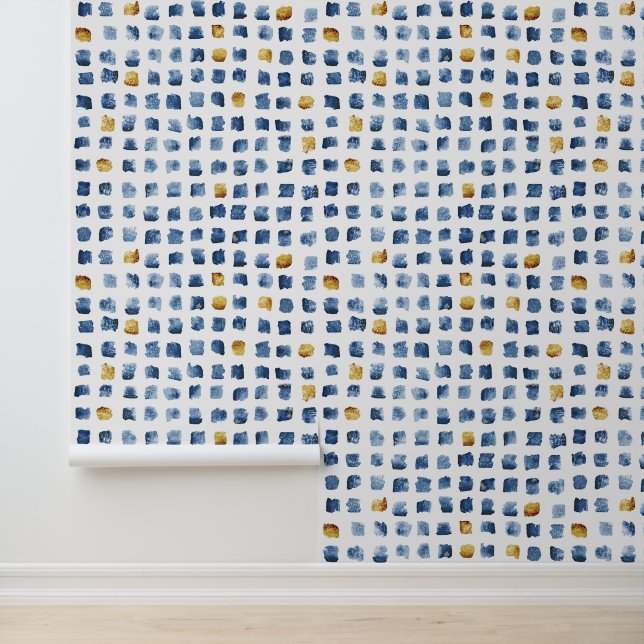 Fun Modern Abstract Watercolor Square Pattern  Wallpaper (Application)