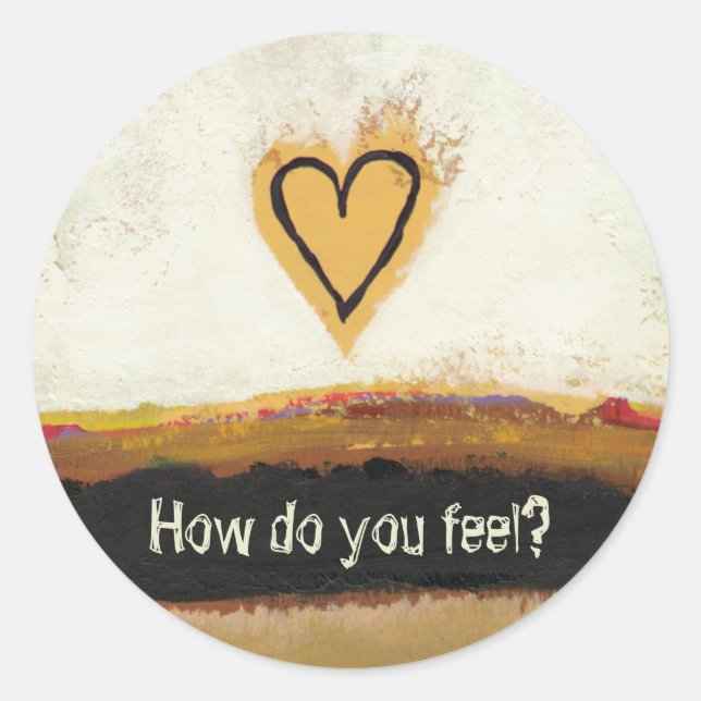 Fun modern art heart painting customize your own classic round sticker (Front)