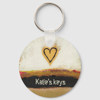 Fun modern art heart painting customize your own keychain