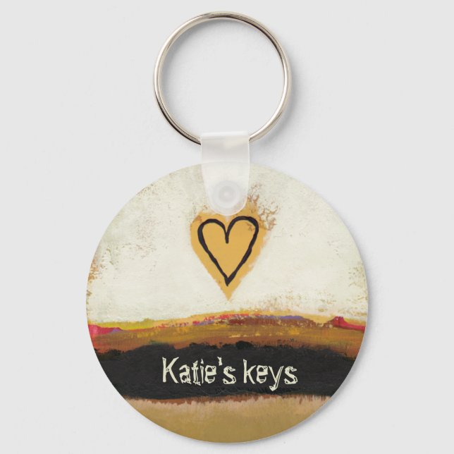 Fun modern art heart painting customize your own keychain (Front)