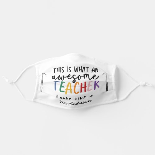 Fun modern awesome teacher rainbow typography adult cloth face mask