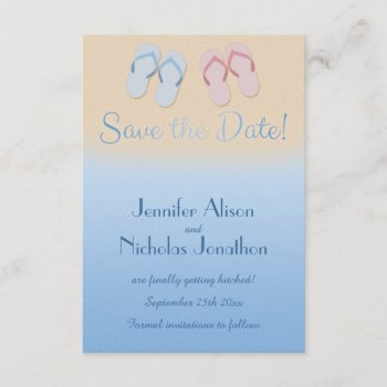 Fun Modern Beach Flip Flops Sandals Save The Date Invitation by Truly_Uniquely at Zazzle