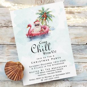 Fun Modern Beach Themed Christmas Party Invitation
