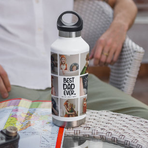 Fun Modern 'BEST DAD EVER' 14 Photo Stainless Steel Water Bottle
