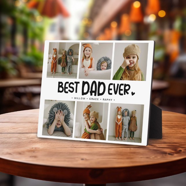 Fun Modern 'BEST DAD EVER' 6 Photo Plaque (Creator Uploaded)