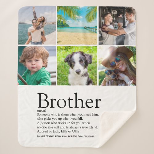 Fun Modern Best Ever Brother 6 Photo Collage  Sherpa Blanket