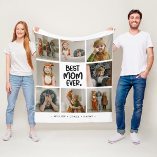 Fun Modern 'BEST MOM EVER' 6 Photo Fleece Blanket