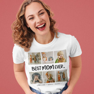Fun Modern 'BEST MOM EVER' 6 Photo T-Shirt