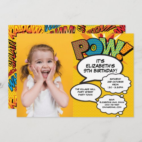 Fun Modern Birthday Party Photo Comic Any Age Invitation