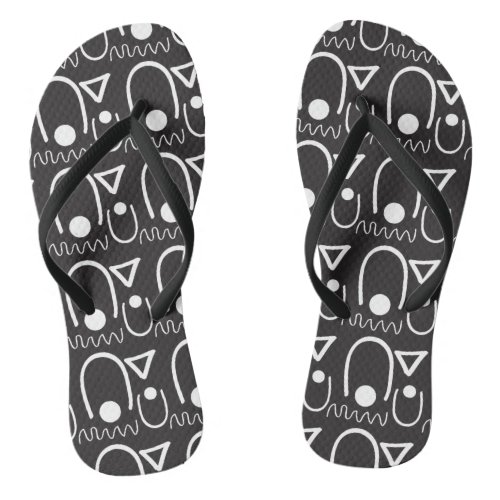 Fun modern black and white flip flops