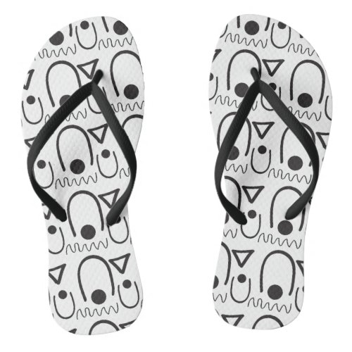 Fun modern black and white flip flops